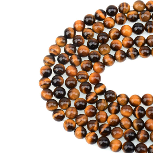 LPBeads 100PCS 8mm Natural Yellow Tiger Eye Beads Gemstone Round Loose Beads for Jewelry Making with Crystal Stretch Cord