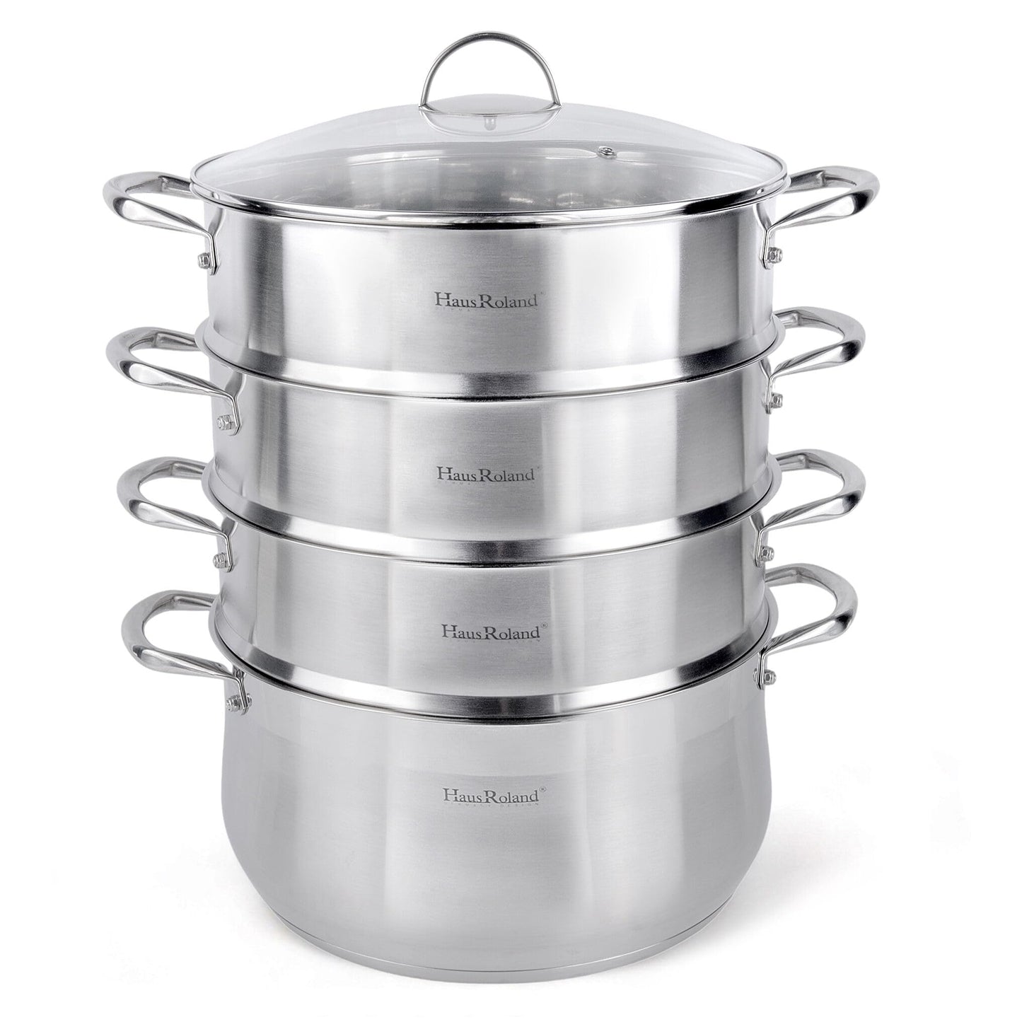 3-Tier Stainless Steel Steamer Pot with Lid Dumpling Steamer Pot for Cooking (3-tiered), Multi-Layer Cookware Pot, Food Vegetable Cooking Pan with Stackable Pan Insert for Vegetable, Dumpling, Meat, Dishwasher safe, Induction Safe (Silver, 10.56-qt. (10 L