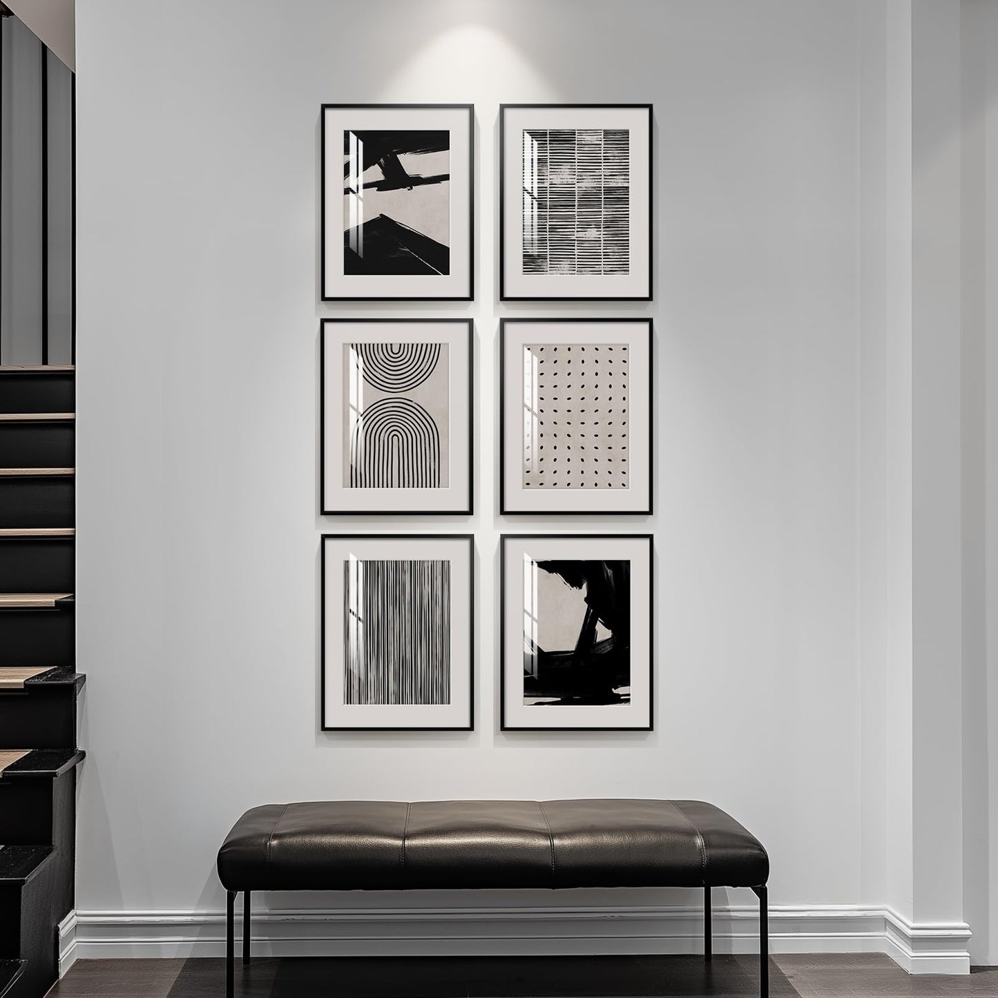 Framed Black and White Abstract Wall Art, 6 Pieces Modern Prints Paintings Artwork for Walls, Minimalist Abstract Pictures for Living Room Bedroom Dining Room Office Bathroom Wall Decor 11x14 Inch