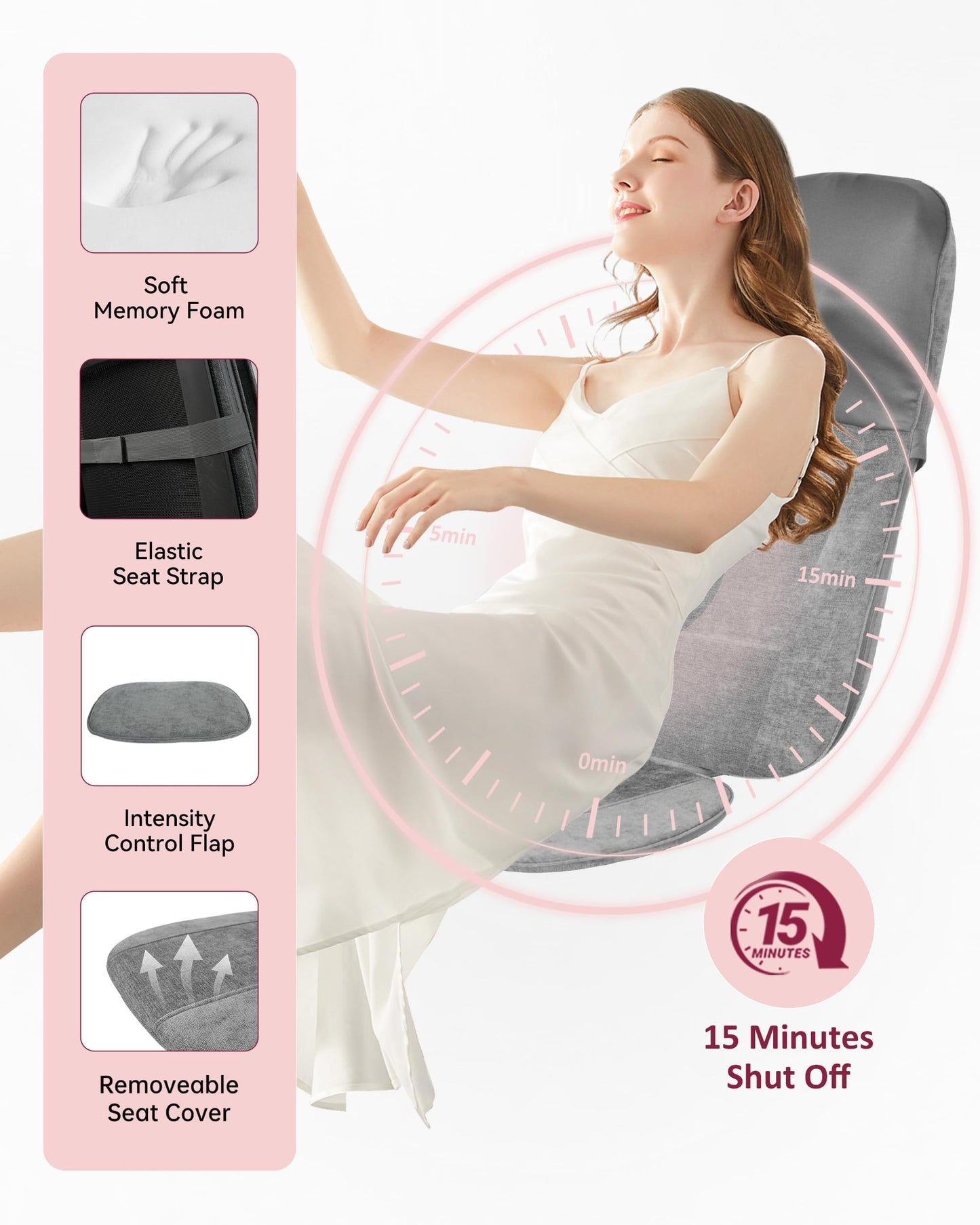 THERAZZAGGE Shiatsu Back and Neck Massager with Heat, Back Massage for Chair, Kneading, Rolling, Vibration, Massage Seat Cushion, Full Body Massage Chair Pad