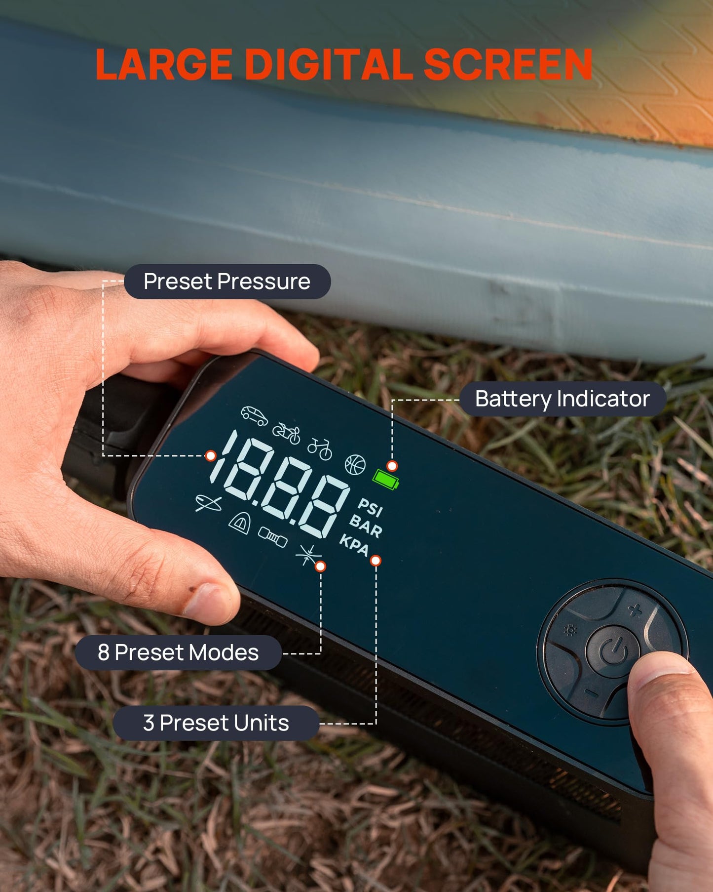 Paddle Board Pump - 150PSI Paddle Bord Air Compressor, 4X Faster Electric Pump with 9 Modes, All-in-One Auto Air Pump for Car Tires, Motor Bike, Ball, SUP, Tent, Kayak, Float