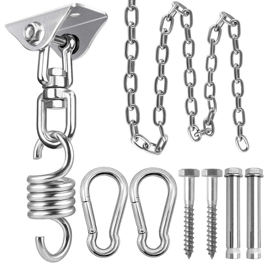 weiatas Hammock Chair Hanging Hardware Kit with Chain and Spring, Heavy Duty Porch Swing Hanger, 360 Swivel Ceiling Hooks for Punching Bag,Gym
