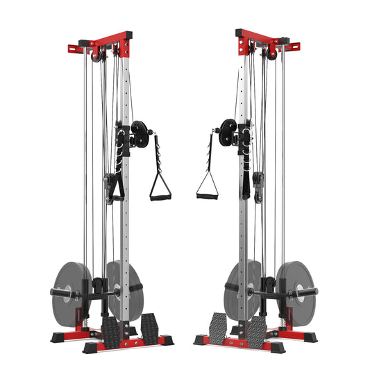 LAT Pull Down Machines, Dual Pulley Cable Machine with High & Low Stations, 20-Position Wall Mount LAT Tower for Cable Crossover, Row, Chest Press & Leg Exercises | Home Use