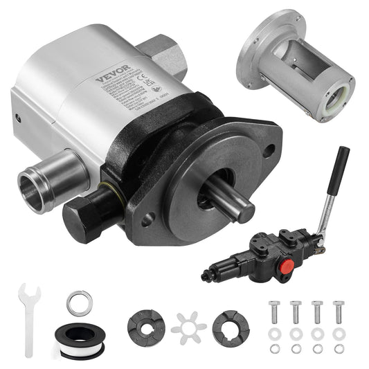VEVOR Hydraulic Log Splitter Pump Kit, 22GPM, 2 Stage 4000PSI Aluminum Hydraulic Gear Pump, with Valve Coupling Installation Base 3/4'' NPT Outlet 3600 RPM, for Small Engine Mounting Log Splitter
