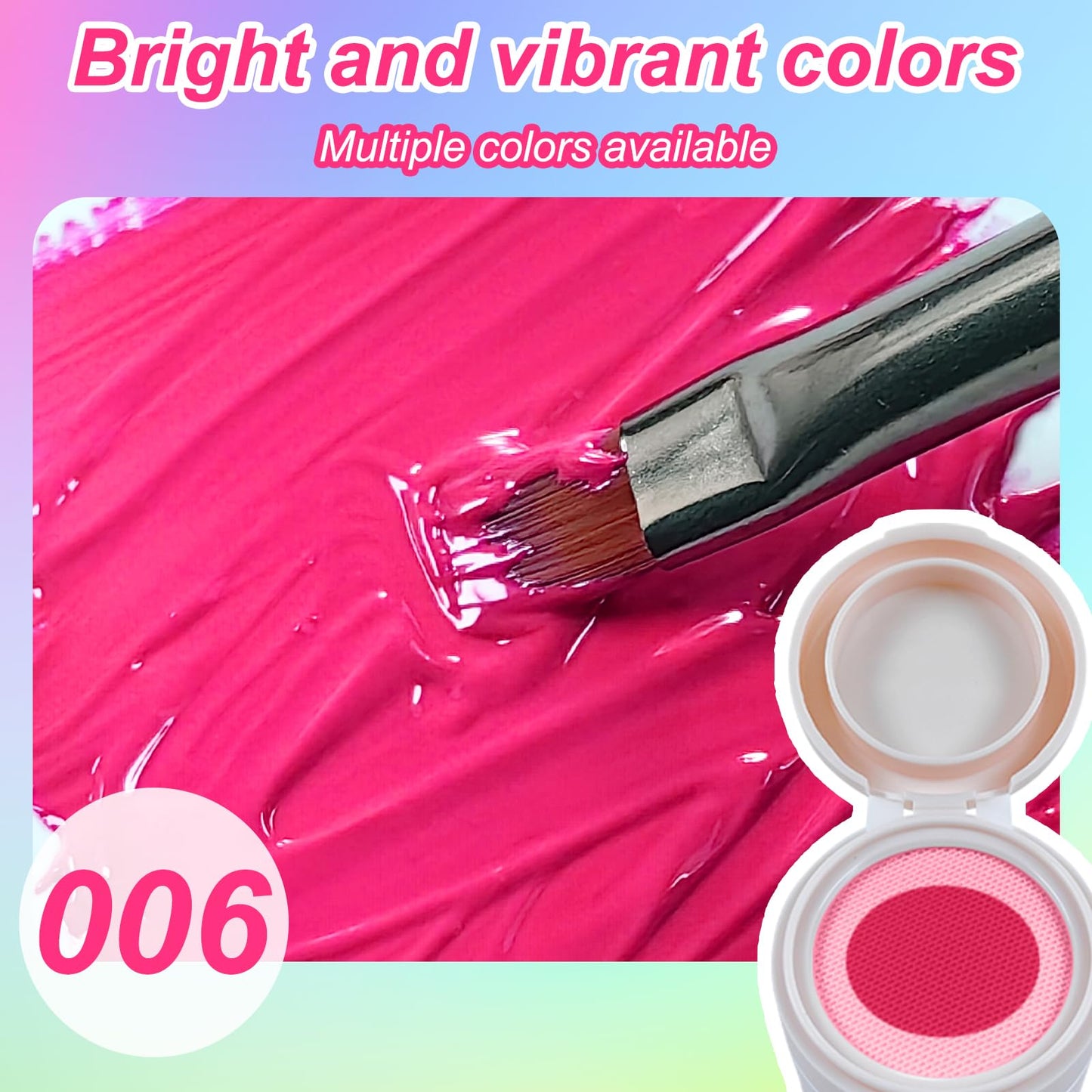 MKNZOME Neon Patting Gel Polish, 6 Color Bright Fluorescent Cushion Gradient Solid Aura Pat Painting Gel Set with Ombre Nail Sponge for DIY Beginner Design Salon Home Soak Off UV, D