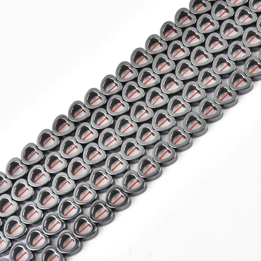 HAAMIIQII 55pcs 8mm Natural Black Hematite Loose Gemstone Beads Hollow Heart Shape Spacer Stone Beads for Jewelry Making DIY Bracelets Necklaces Crafting