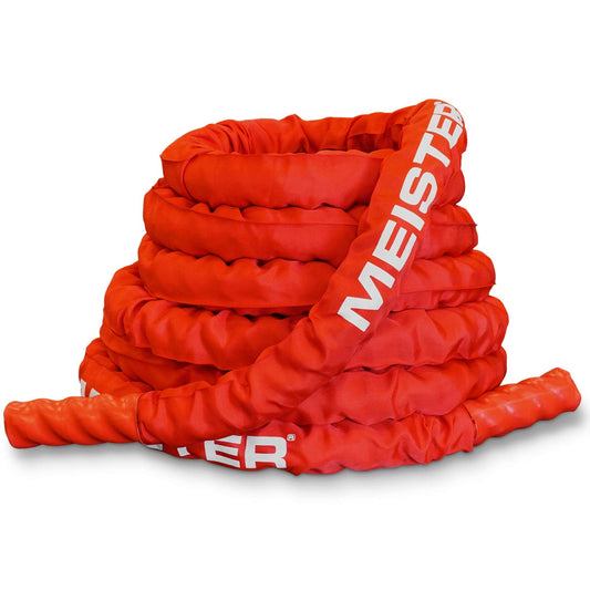 Meister Beast Professional Sheathed Battle Rope for Strength & Conditioning Gym Workouts - 2.5" Diameter - Red