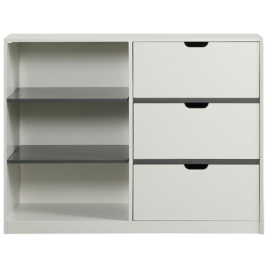 Acme Ratana 3-Drawer Contemporary Wood Cabinet in White/Gray