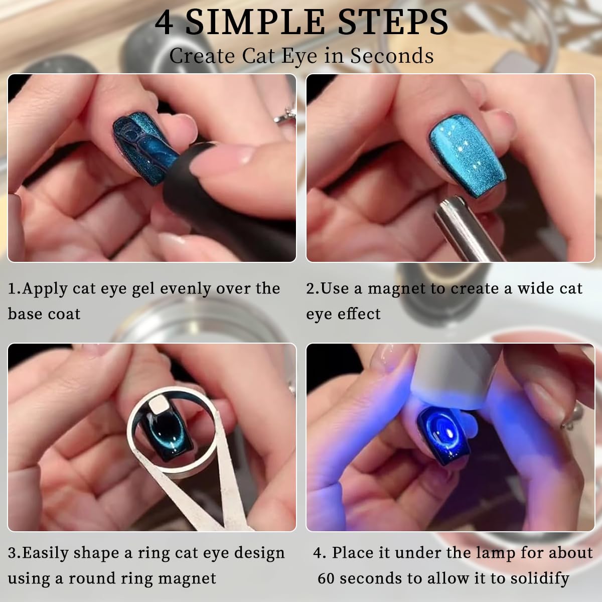 Ring Magnet for Nails, Cat Eye Nail Magnet Tool, Nail Art Magnet for Cat Eye Polish, Magnetic Tool for Wide Beam French Design, Portable Circular Magnet for DIY Manicure