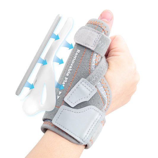 CURECARE New Upgraded 2 in 1 Thumb Brace, Removable Thumb Spica Splint Left Right Hand with 3 Level Stability, Reversible Thumb Support for CMC, De Quervain’s Tendonitis, Trigger Thumb (M/L, Grey)
