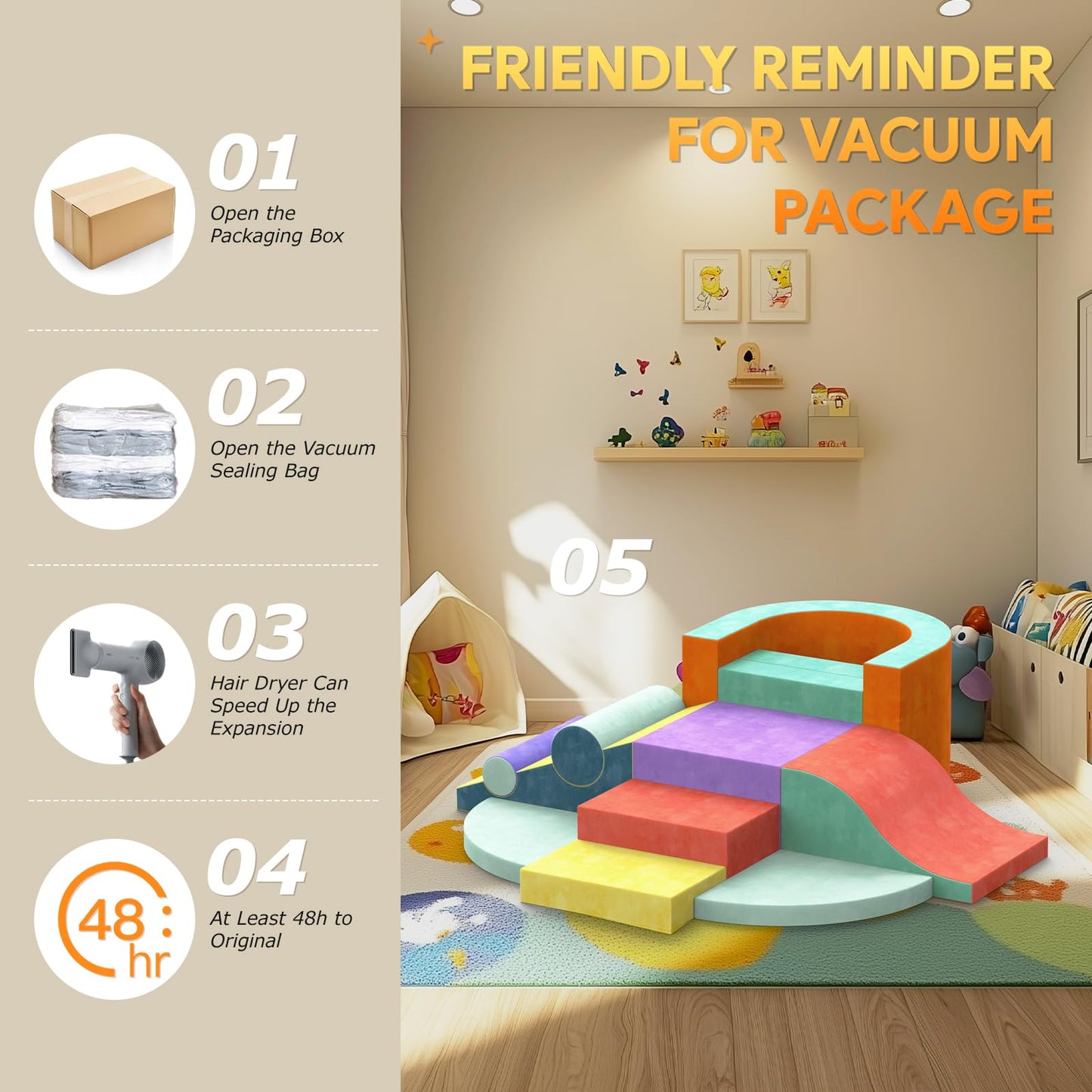 Yaofala Foam Climbing Blocks for Toddlers, 12 PCS Colourful Toddler Climbing Toys Indoor, Soft Play Set with Toy Car, Flexible Crawling and Sliding Climbing Blocks