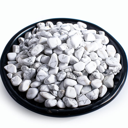 SigMntun Polished Howlite Crystal Chips 200 Pcs - 0.3" 10 oz Tumbled Stone Chips Crushed Sea Glass Stones Healing Reiki Crystal Jewelry Making Home Decoration