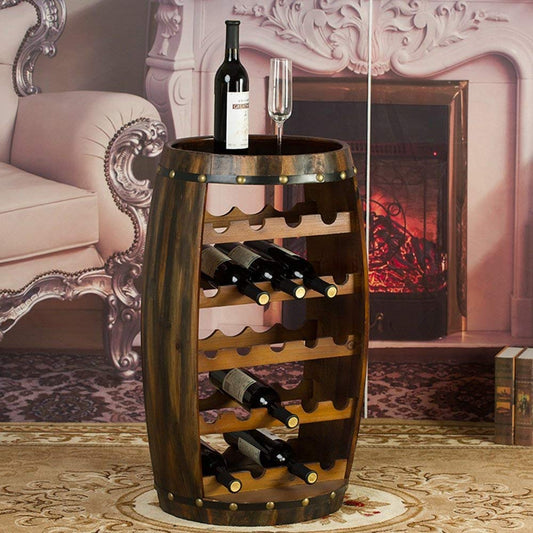 Wine Glass Rack Restaurant S Wooden Barrel Style 23 Bottle Holder Oak Effect Free Standing