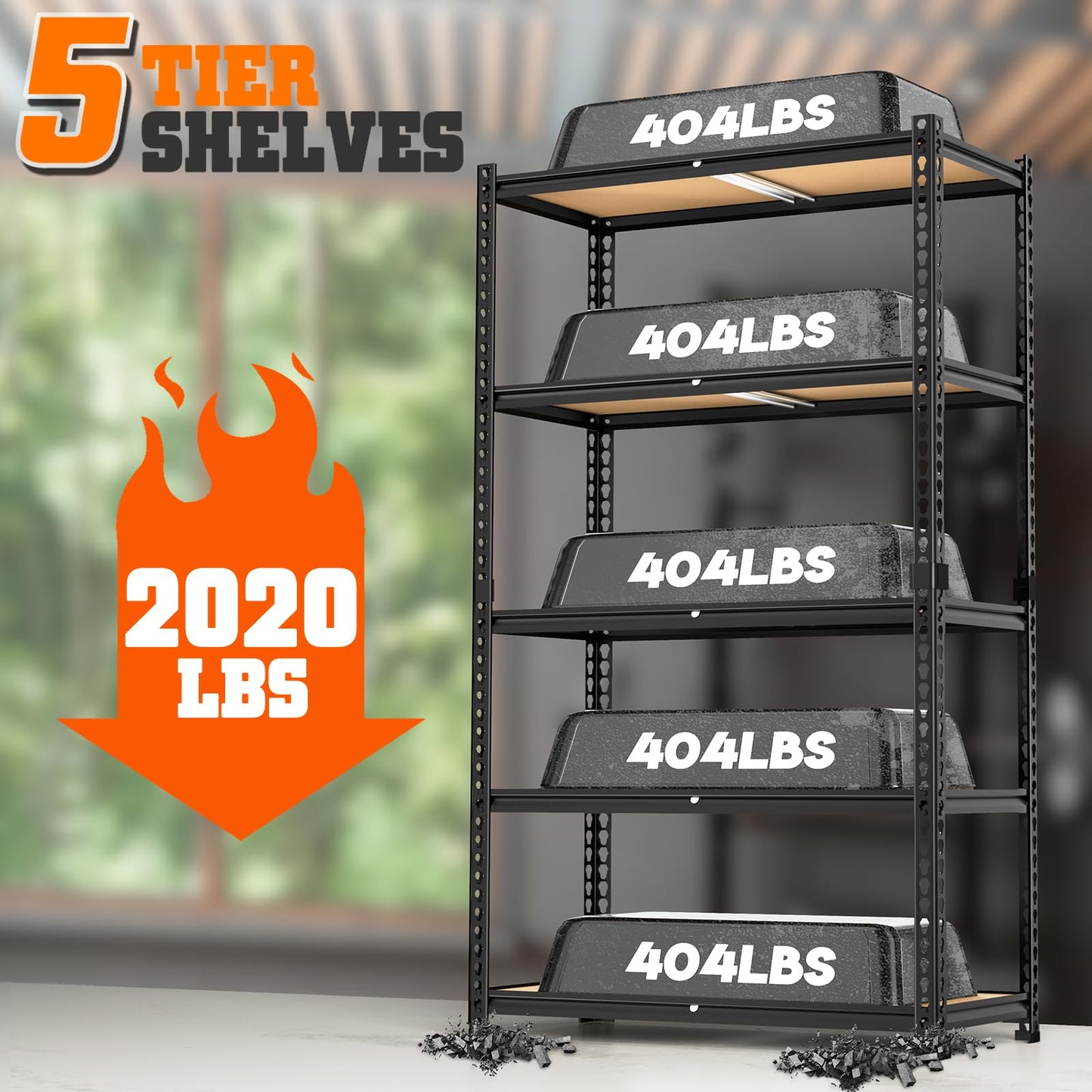 LEVELEVE 5-Tier Heavy Duty Storage Shelving Unit, 2000 lbs Capacity, Adjustable Metal Utility Shelf, 48" L x 18" W x 73" H for Garage, Kitchen, Pantry, Basement, Bathroom, Laundry,3 Pack