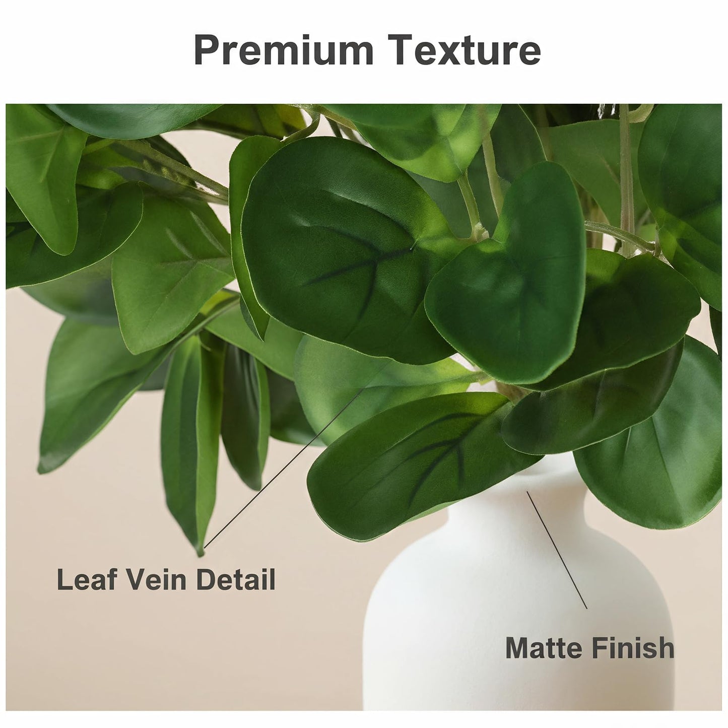 15" Artificial Eucalyptus Stems Potted Plant (2pcs leaf )