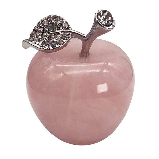 Fekuar Neyisaa Rose Quartz Crystal Apple Decor, Healing Crystals Pocket Stone Fruit Figurine Craft Home Decoration 30mm