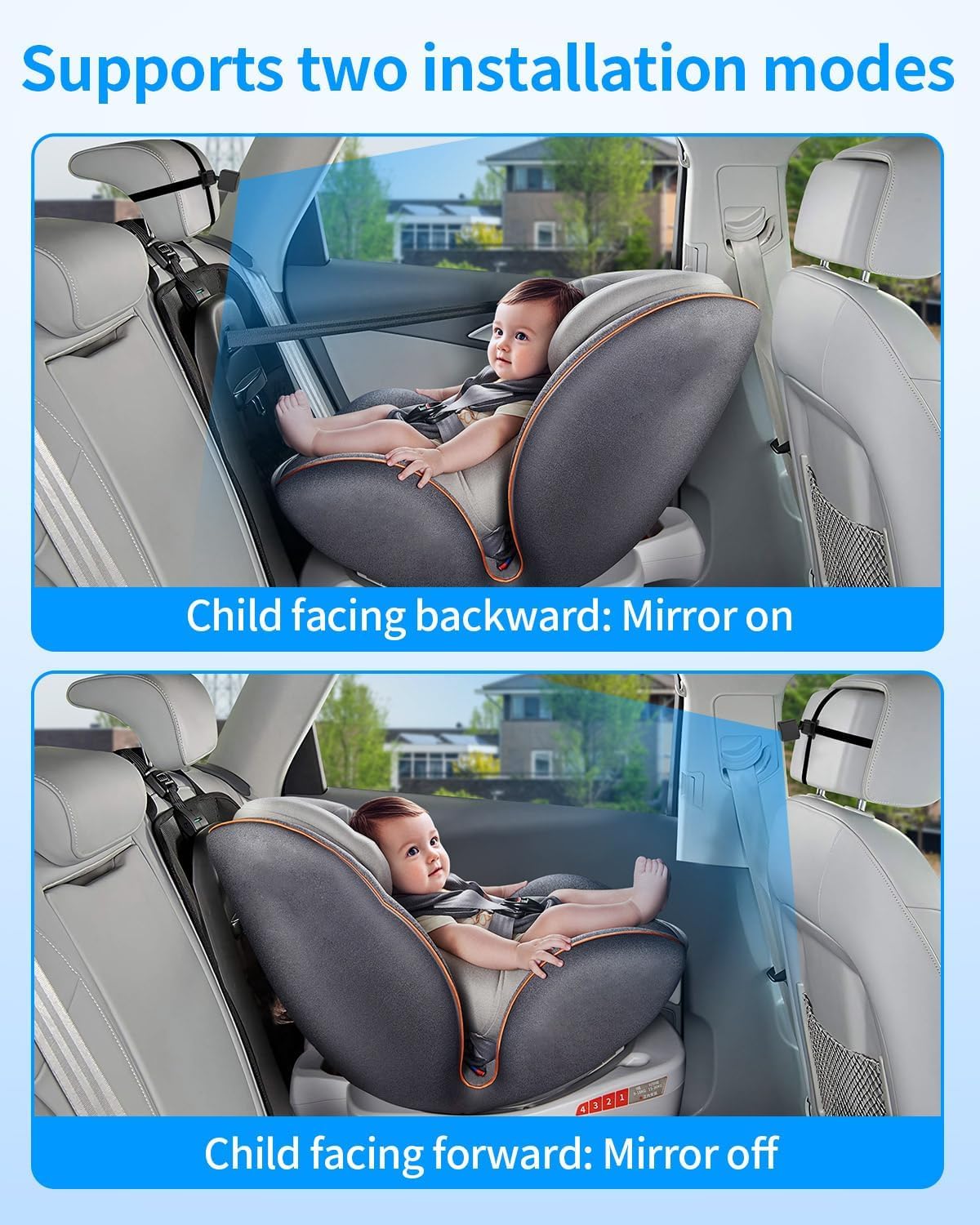 Faninso Baby Car Camera, 1296p HD, Car Baby Monitor with 7" Touchscreen, CarPlay, No-Glow Night Vision, 150° Wide Angle, Live Rear Seat View, Easy Installation, Fits Most Cars