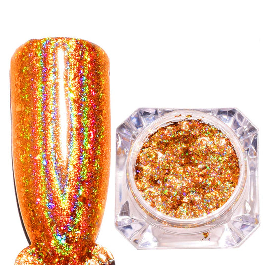 YesLady Nail Glitter Gold Shining Powder Magic Laser Pigment DIY Art Decorations 2Boxes