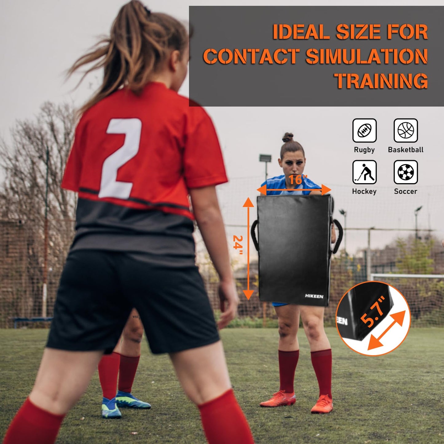 Hikeen 2PCS Football Blocking Pad Training Equipment Denser Softer Foam Kick Pads for Football, Basketball, Hockey, Lacrosse Tackle Dummy - 24"x16" Kick Shield Pad with Handle