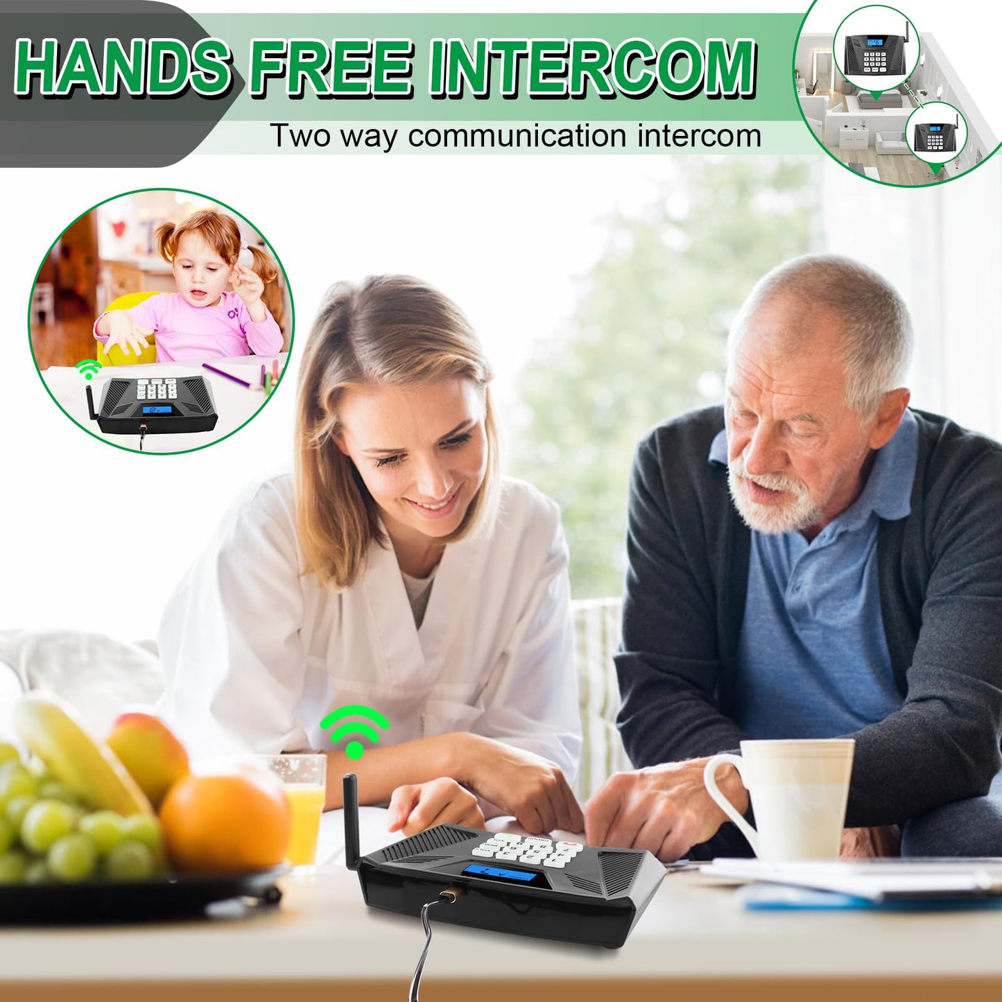 SANZUCO Intercoms Wireless for Home, Upgraded 5300ft Intercom 9 Channel 2 Code, Full Duplex Hands Free Talk Wireless Intercom System for Home Elderly Office with Auto Answer(6Packs, Black)