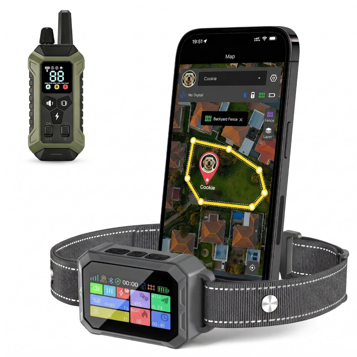 Lilyeel GPS Wireless Dog Collar Fence System - No Monthly Fee App Control, Custom Polygon Boundary & Remote Training, Free Phone Tracker for Up to 5 Pets, Virtual Electric Fence for Dogs, Dark Gray