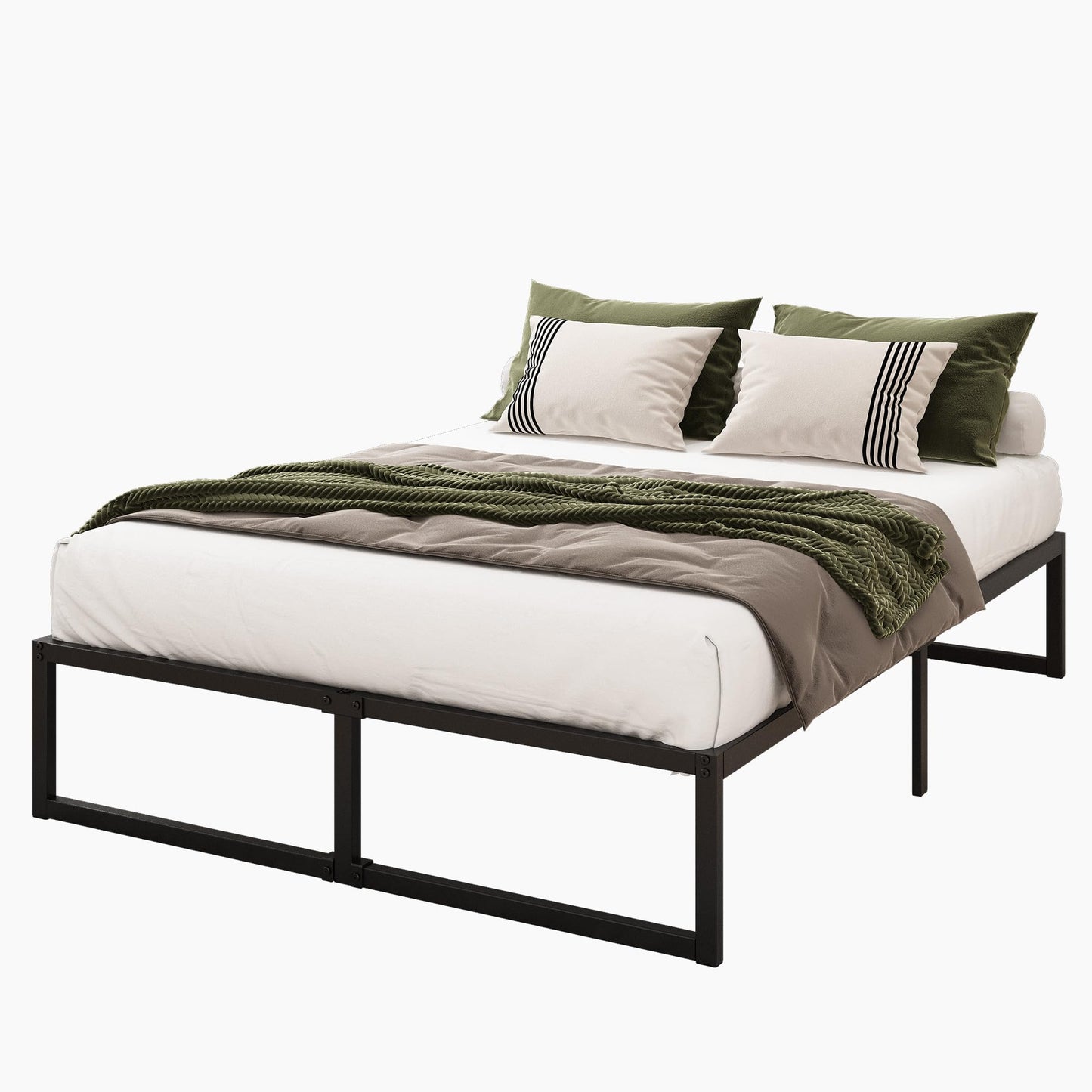 Lutown-Teen 16 Inch California King Bed Frames No Box Spring Needed Heavy Duty Metal Cal King Platform for Mattress Foundation, Noise Free, Easy Assembly, Black