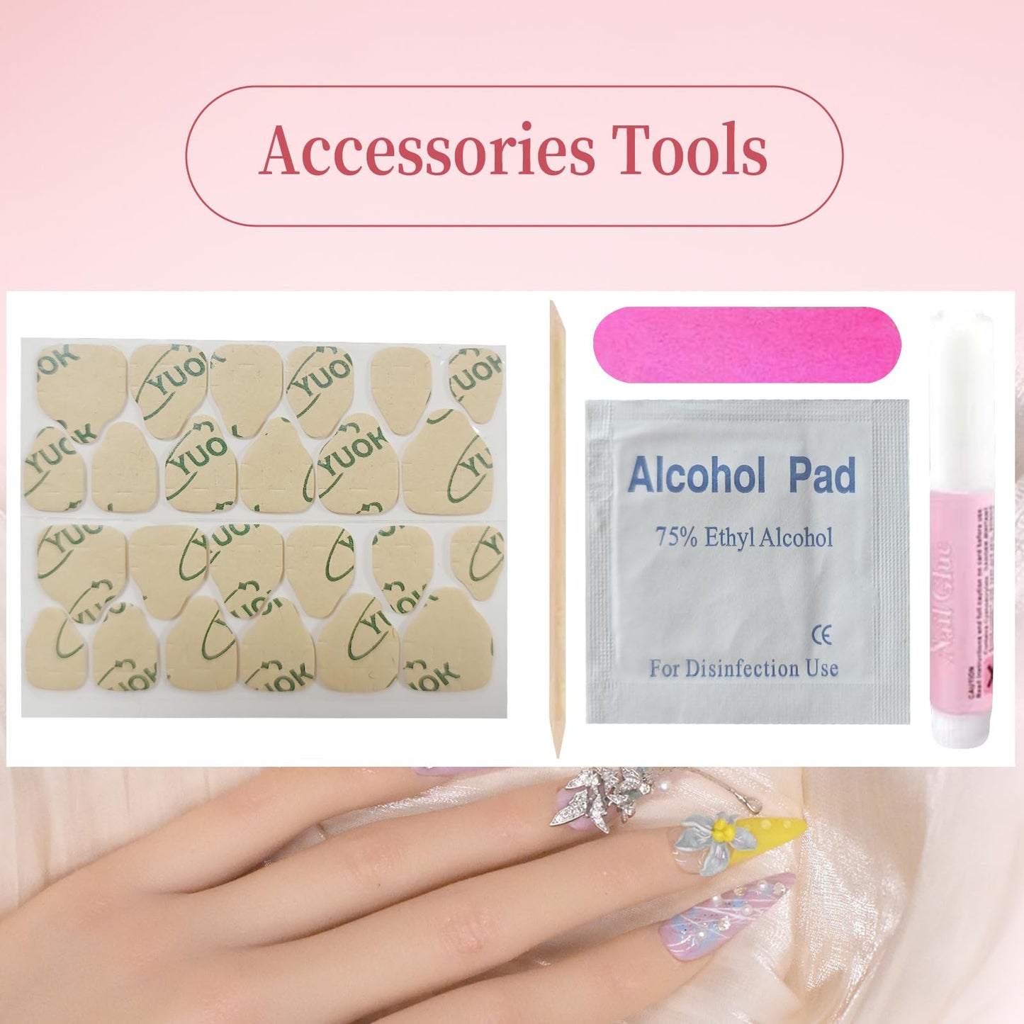 11Pcs(1Pack) Handmade Press On Nails Long Square Nails 30mm with Ring Nude Black Nails 3D Bow Polka Dot Cute Elegant Nail Art for Women Daily Party Wear Size M