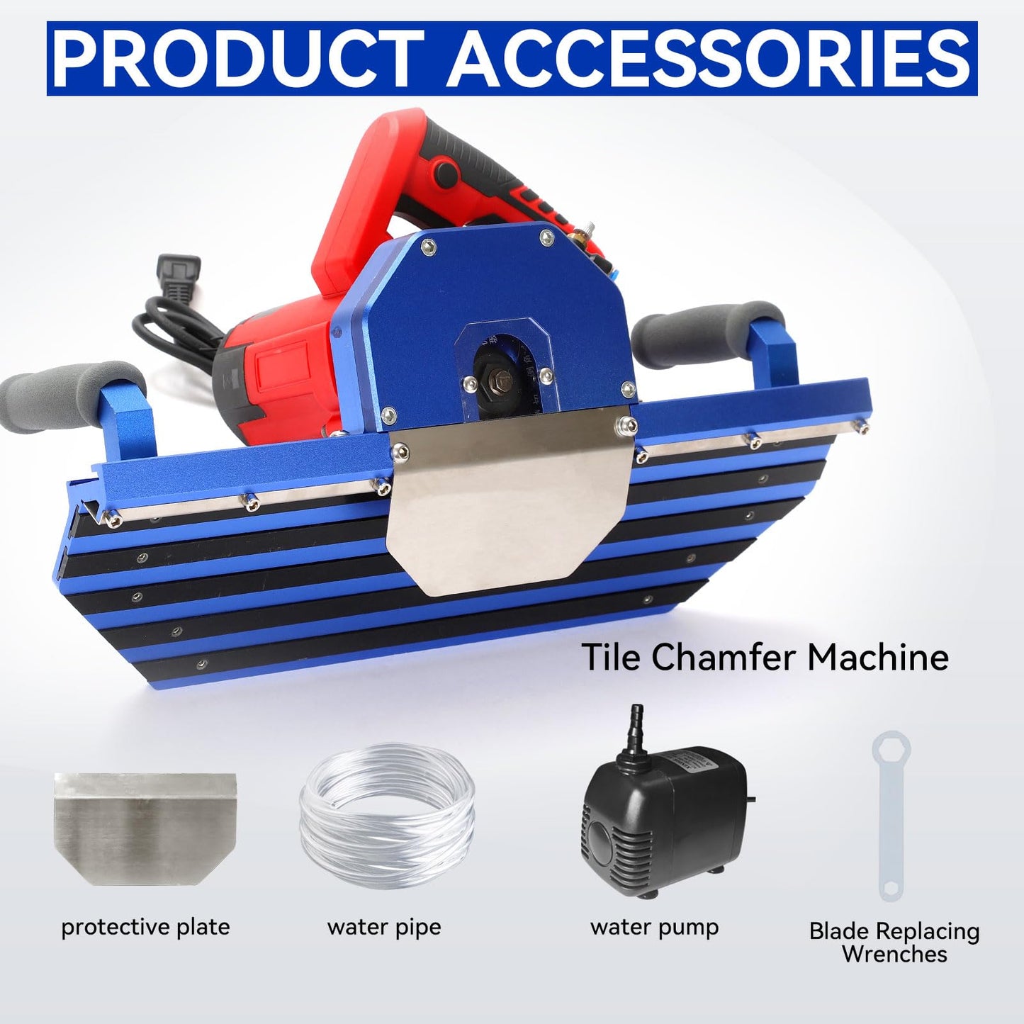Electric 45 Degree Tile Chamfering Tool Professional Tile Bevel Cutter with 1400W High Strength Tile Chamfering Machine with 110V 4m Hose.Spraying System for Large Format Tile Ceramic Porcelain