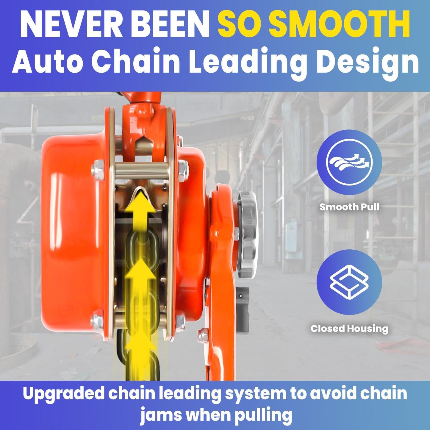 Heavy Duty Chain Hoist, 6600lbs Capacity Come Along Tool, Hand Chain Hoist with Dual Pawl Brake for Warehouse, Factory & Construction (3Ton10FT)