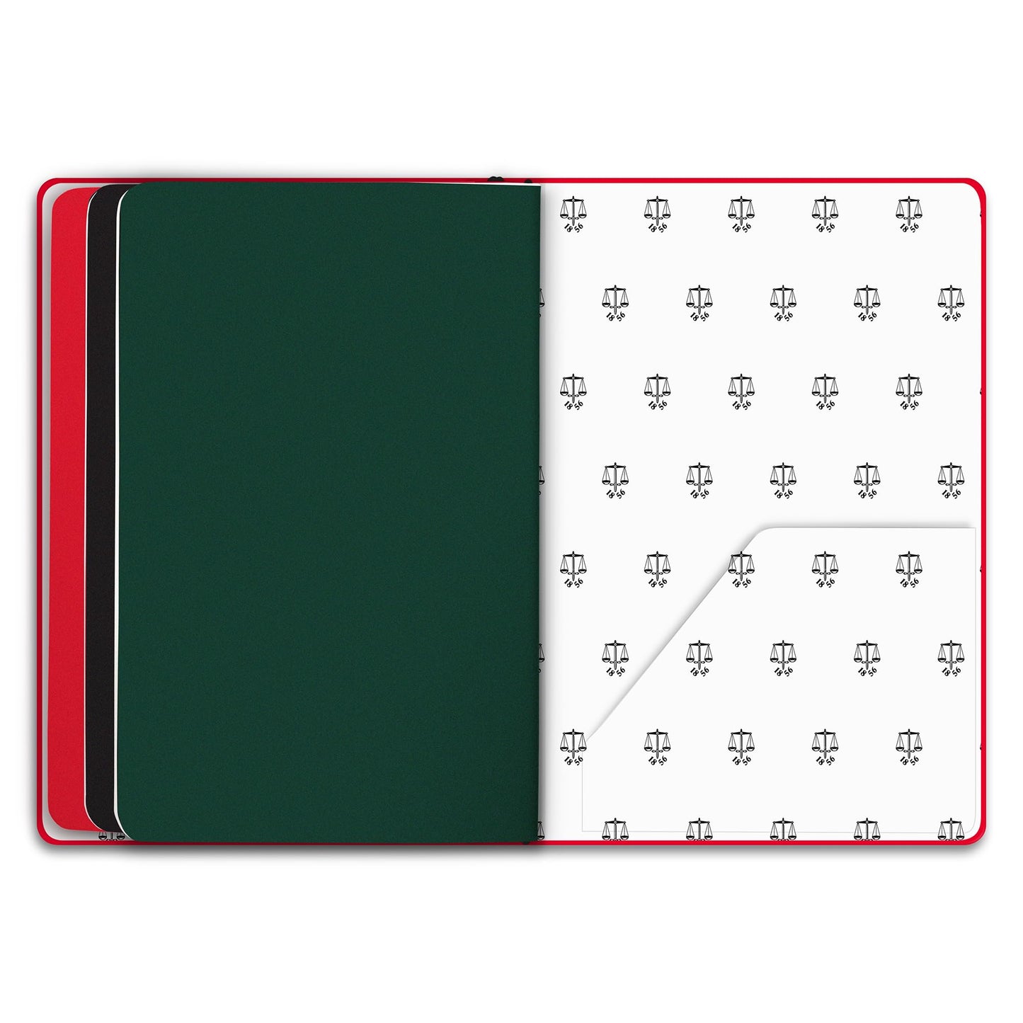 Hunter - Rambler Refillable Notebook, 8.6” X 6” Book with 3 A5 Booklets, 80 Pages Each of Lined Paper, Dot Grid, & Blank Pages for Drawing or Journaling, Elastic Band & Inside Pocket, Hunter Red