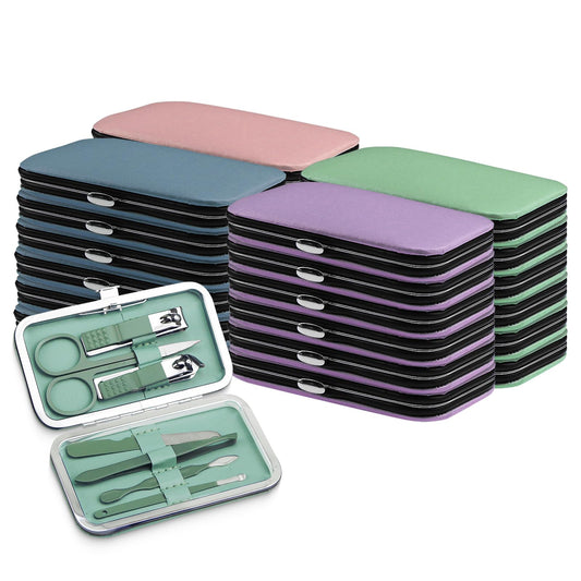 Manicure Kit Bulk, Nail Clippers Set Stainless Steel Fingernail Clippers Set, Sturdy Nail Tip Cutter Trimmers Professional Grooming Toenail Clippers Personal Pedicure Kits 7 in 1(Multicolour 12 Pack)