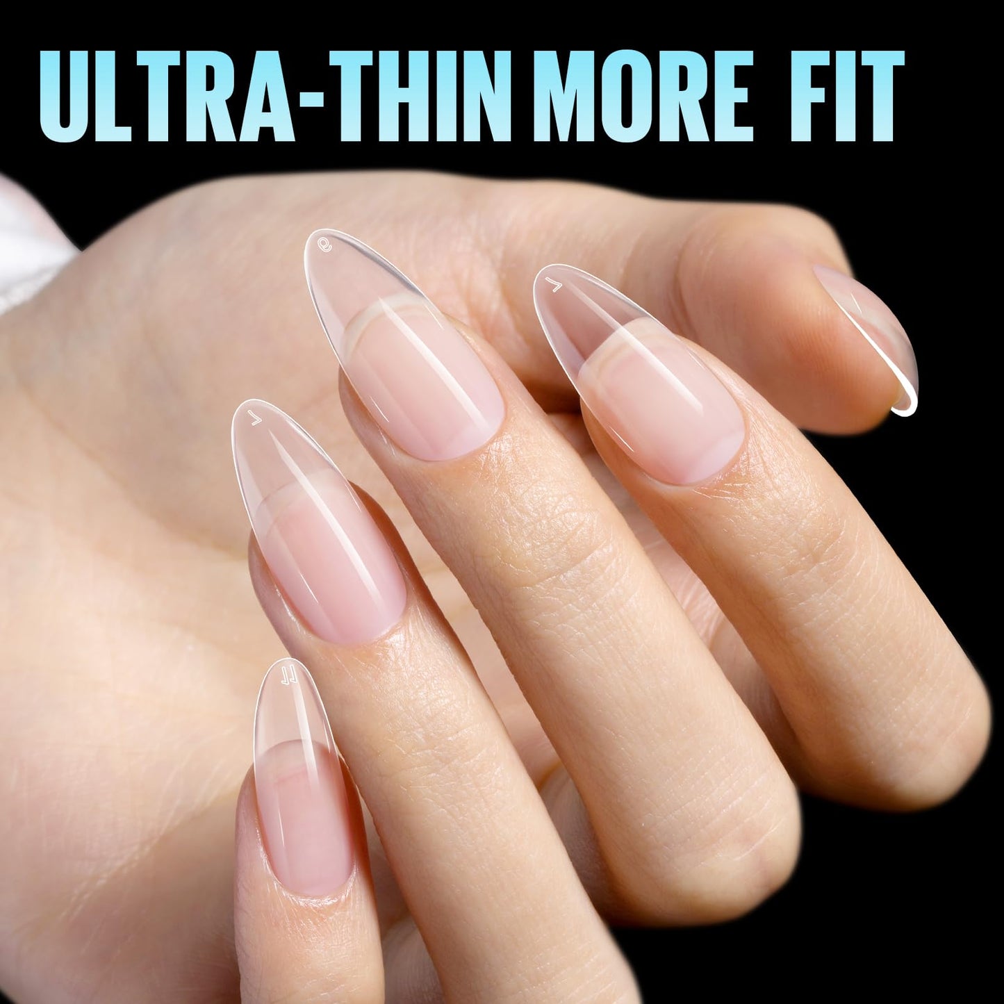 TOMICCA Medium Almond Nail Tips 240Pcs, 15 Sizes Full Cover Half Matte Pre-shapded Clear Gel Nails Wide Nail Bed Press On Nails for Home DIY Salon Beginner & Professional, Wedding Party Nails