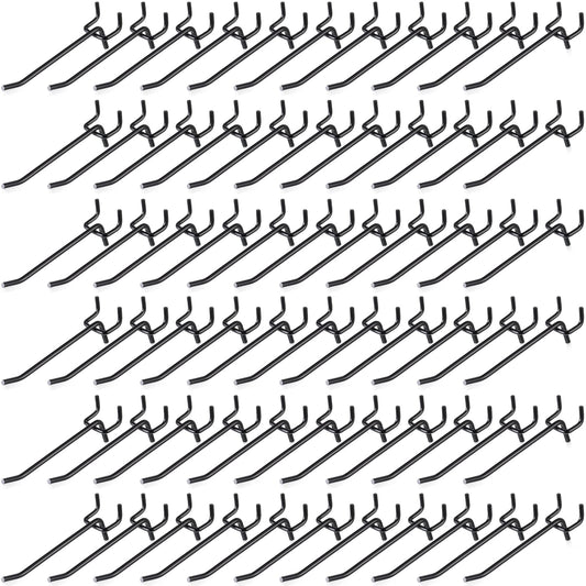 Shimeyao 100 Pcs Peg Board Shelving Hooks Stainless Steel Hanging Board Pegs Wall Display Hooks Bulk for 1/8 1/4 Garage Storage Organizer Accessories (4 Inch,Black)