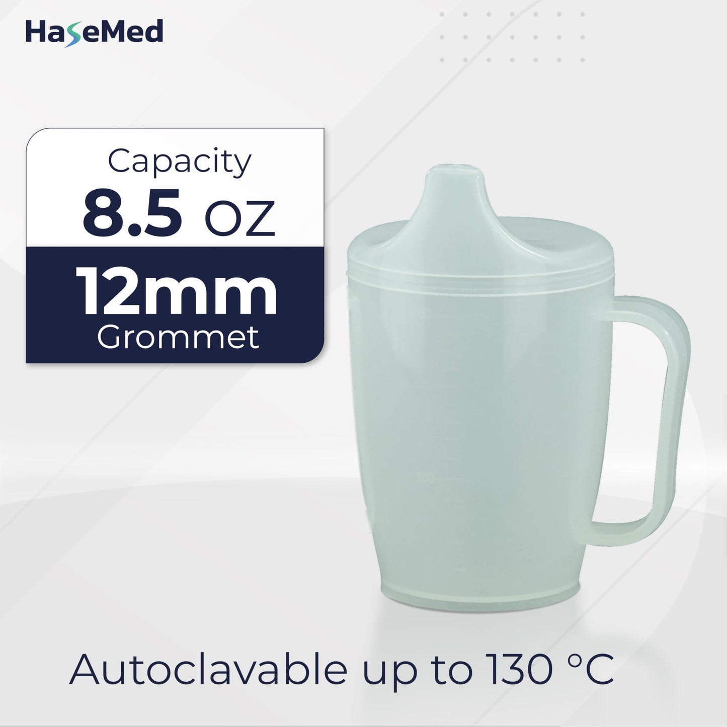 HaseMed Adult Sippy Cup with Easy-Grip Handle & Spout Lid, 8.5 oz – Lightweight & Spill-Resistant Mug for Seniors & Adults, Use for Cold Beverages, Travel & Home - 1 Pack