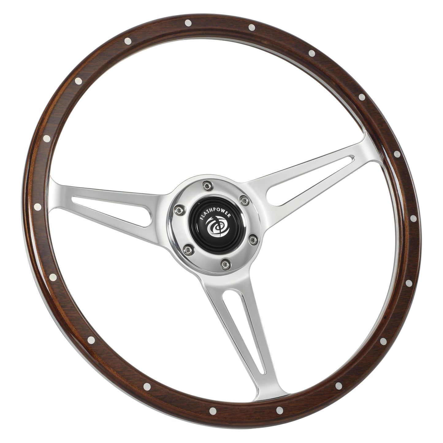Flashpower 14'' Classic Wood Steering Wheel Riveted with Horn Button restoration