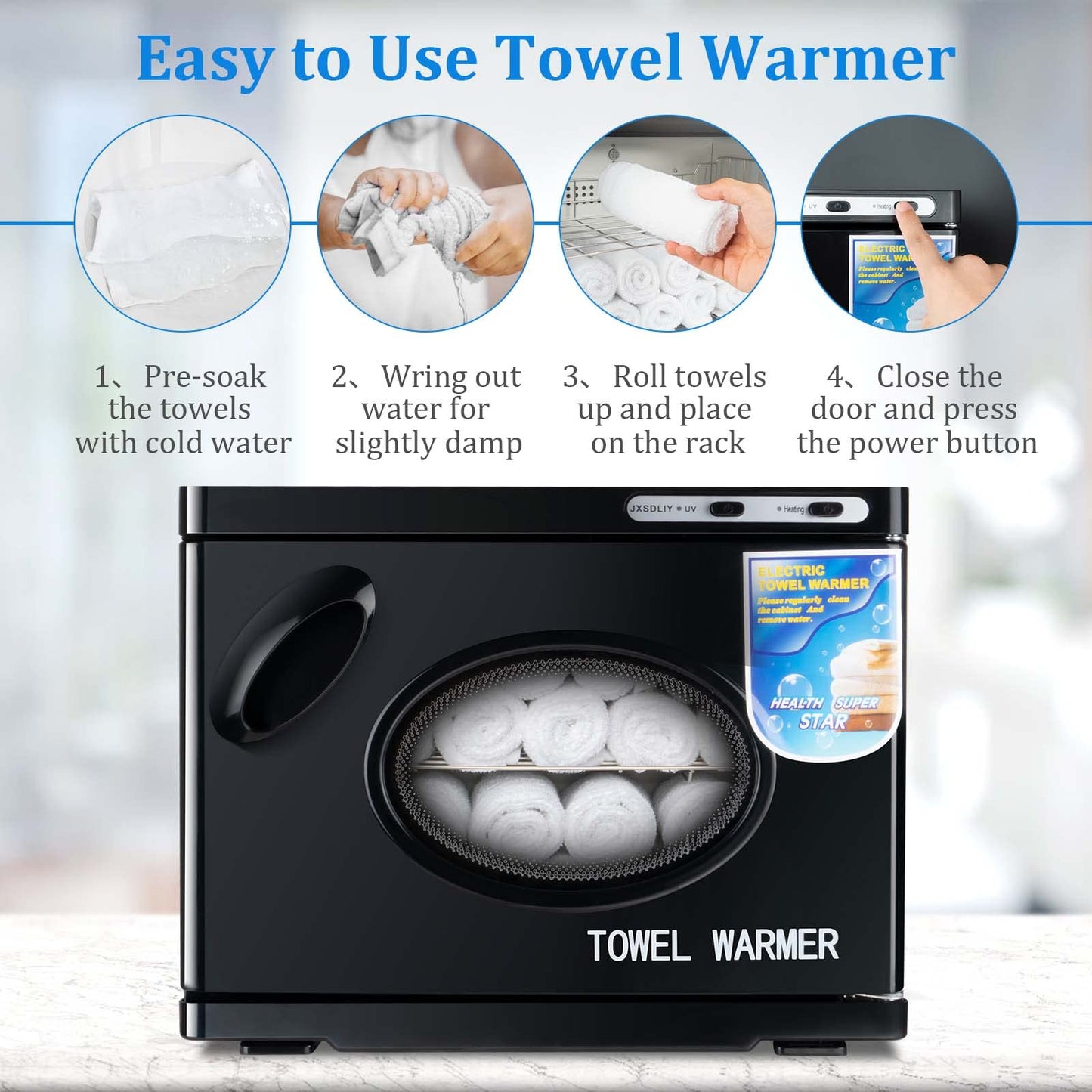JXSDLIY Hot Towel Warmers for Spa 23L Large Capacity Hot Towel Cabinet with See-Through Window Towel Steamer for Facials Massage Salon Bathroom Barber Beauty Steam Towel Warmer (black)