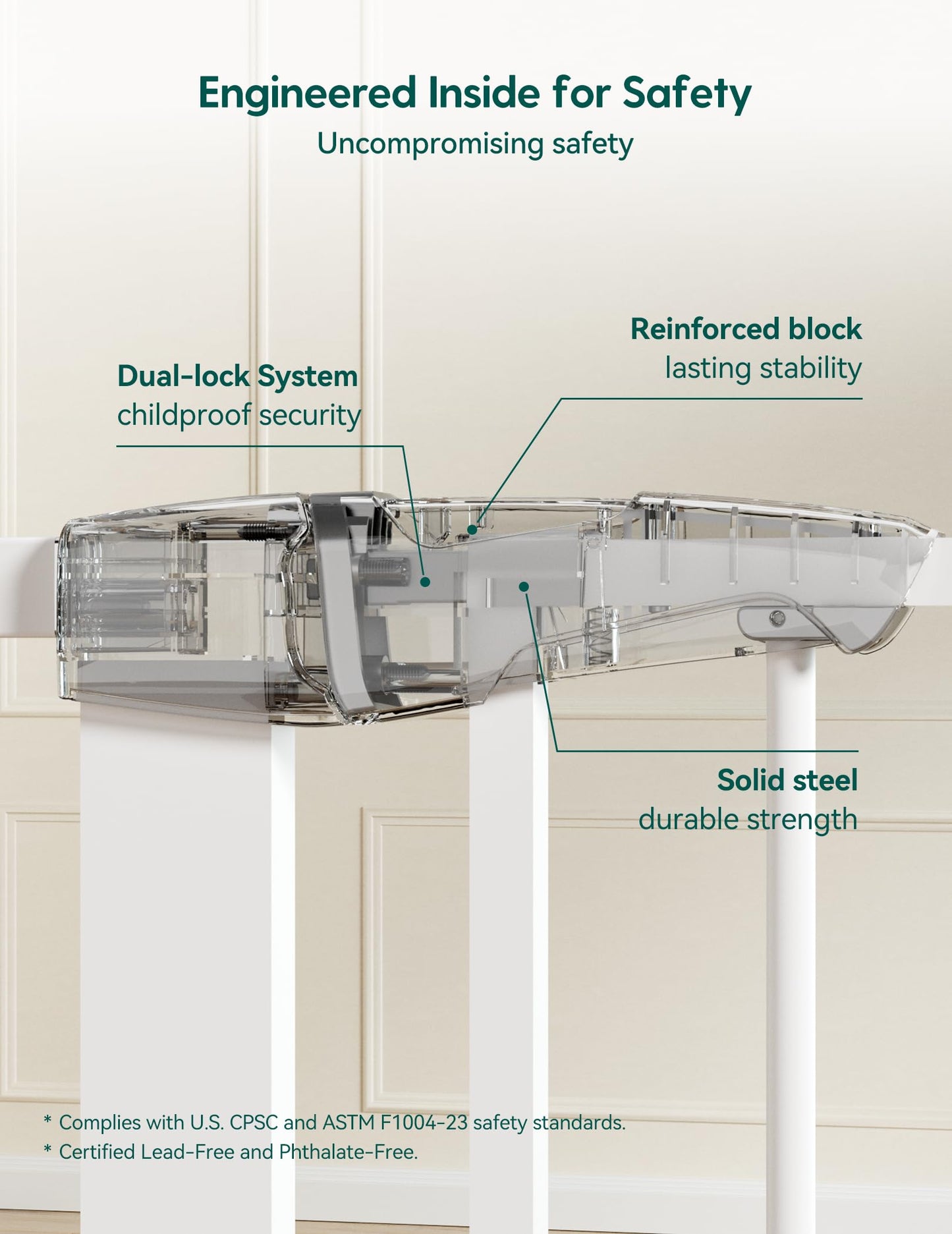 BABELIO Safety Gate Door Fits for Stairs, Narrow and Wide Doorways with Auto Close, Easy Install, No Drilling, Pressure Mounted for Baby, Child, Pets, Dog/Puppy, 26''-40'', White