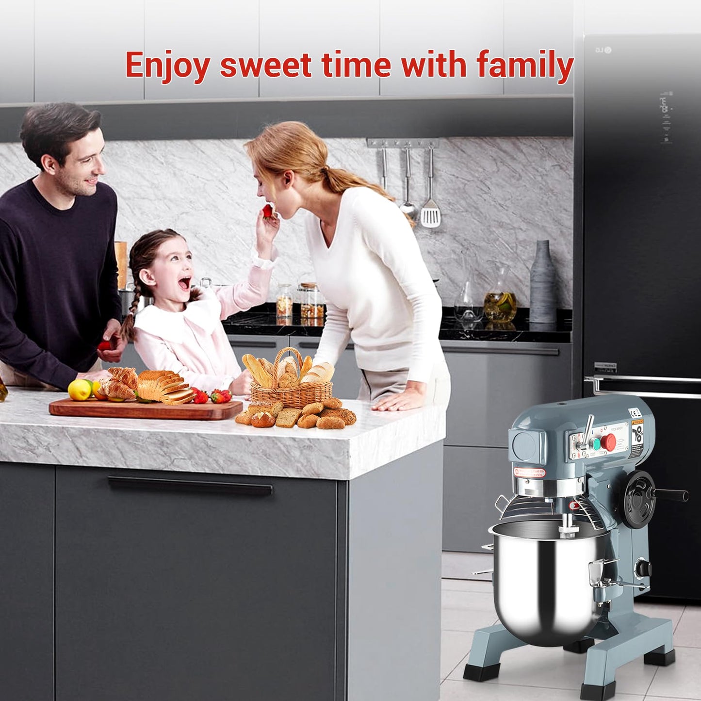 Commercial Food Mixer 30Qt, Heavy Duty Commercial Stand Mixer with 3 Speeds Adjustable, 1250W Electric Dough Mixer with Stainless Steel Bowl, Dough Mixer Timing Function for Bakeries Pizzerias