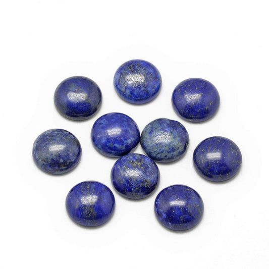 Fashewelry 50Pcs Natural Lapis Lazuli Cabochon Stone Half Round Beads 12mm Flat Back Gemstone Chakra Healing Crystal Dome Cover Cabs for Jewelry Making