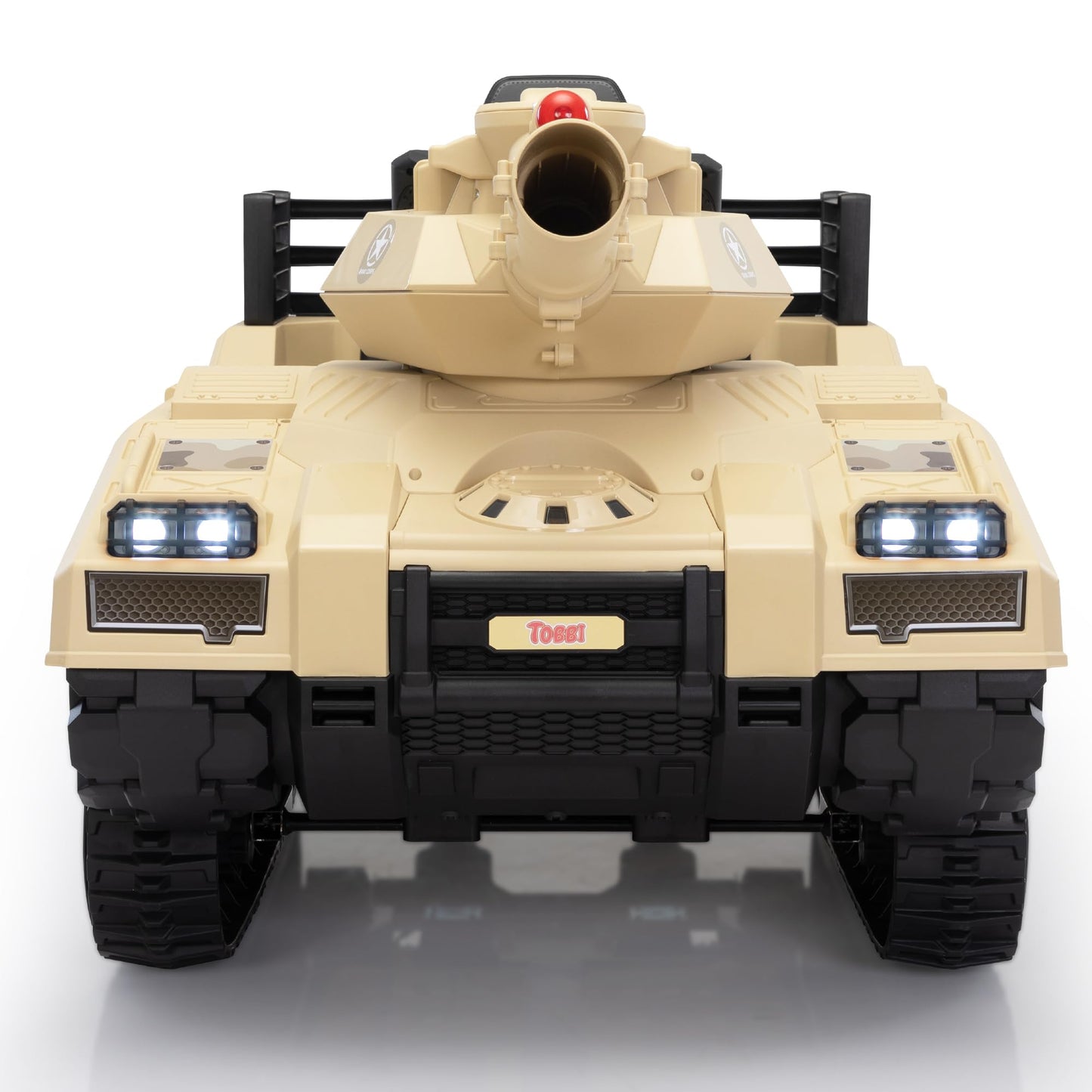 TOBBI 24V Electric Kids Ride on Toys, Battery Powered Tank Car for Toddlers to Drive with Remote Control/8 Missiles/360°Spin/Rubber Tracks/Music, Off-Road Vehicles for Boy&Girl Aged 3-8 Years
