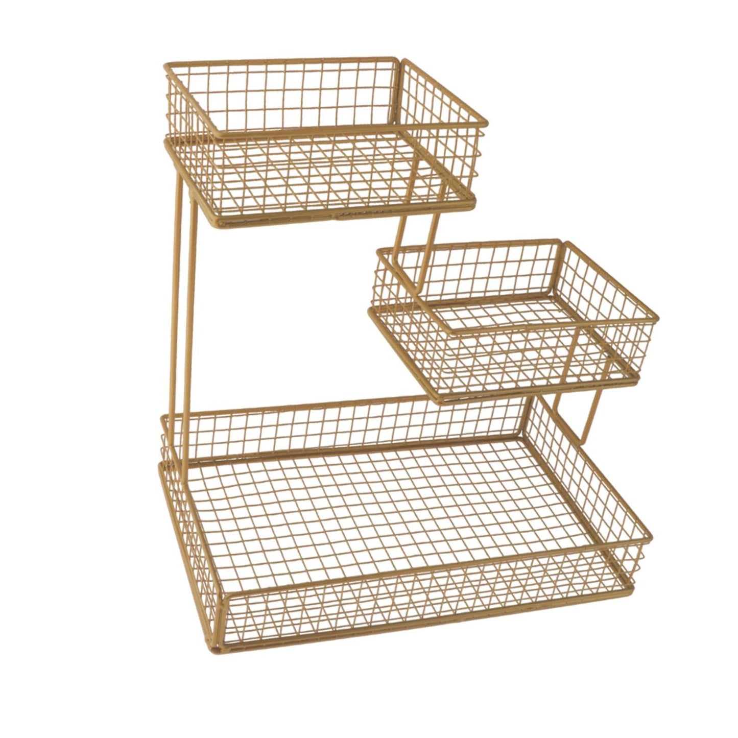 MagiDeal Metal Fruit Basket Snack Display Tray Countertop Large Capacity Multi Tier Metal Wire Storage Basket Home Use Storage Basket, gold