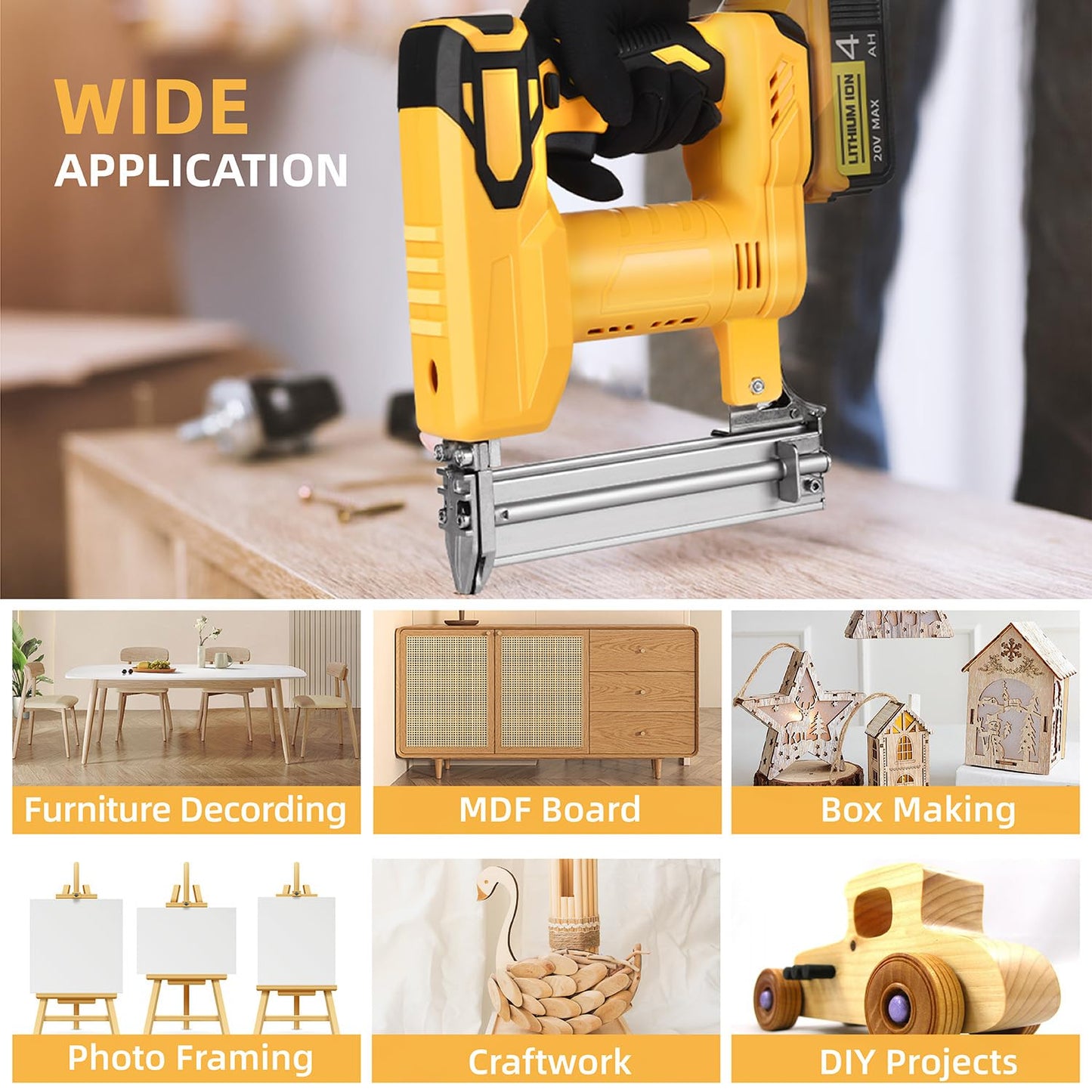 18 Gauge Brad Nailer/Narrow Crown Stapler Compatible with Dewalt 20V MAX Battery(NO Battery) 2 in 1 Cordless Nail Gun with 1000 Nails and 1000 Staples for Home Improvement, DIY and Woodworking
