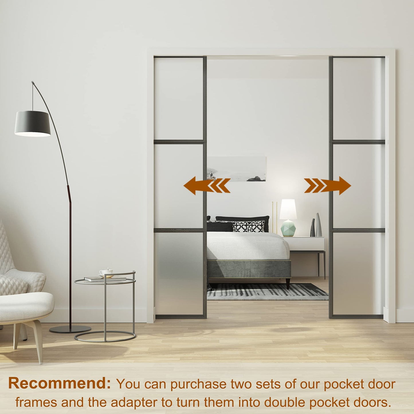 JUBEST 36"x 80" Pocket Door Frame Kit with 120LBS Soft Close Mechanism and Galvanized Steel Studs, Pocket Door Kit for 2x4 Stud Wall, Suitable for Doors Wide 24"-36", Easy to Install