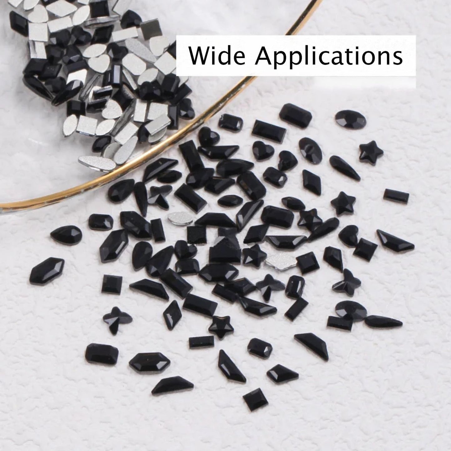 Kaipheiquan Nail Rhinestones Kit, 18 Types of 900 Special-Shaped Nail Crystal + 3200 Flat-Bottomed Nail Rhinestones, Black Nail Rhinestones for Nail Art DIY with Tweezer + Pickup Pen