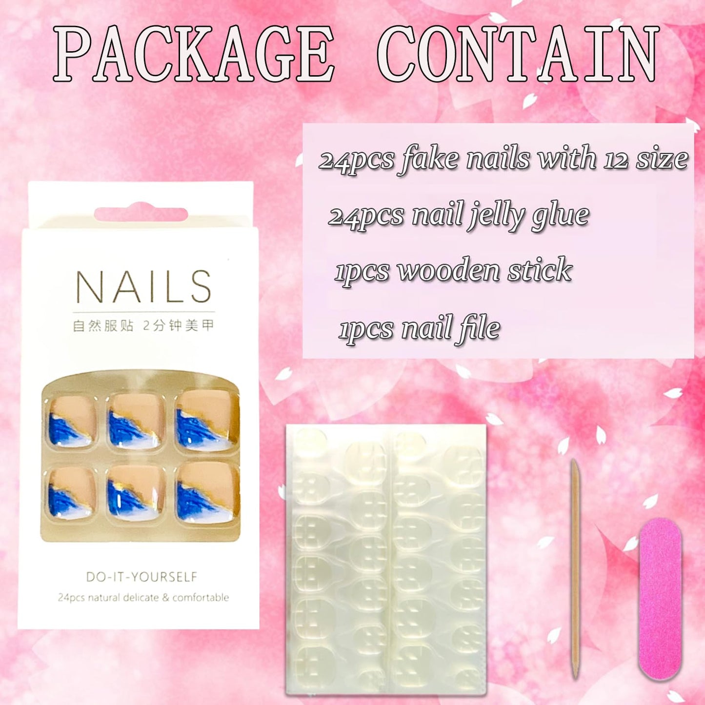 Vezocim Press on Toenails with Blue Ocean Designs, 24Pcs Black Artificial Short Fake Nails for Toe, Glossy Full Cover Feet Acrylic False Nails Press ons Toenails with Charm for Women Girls