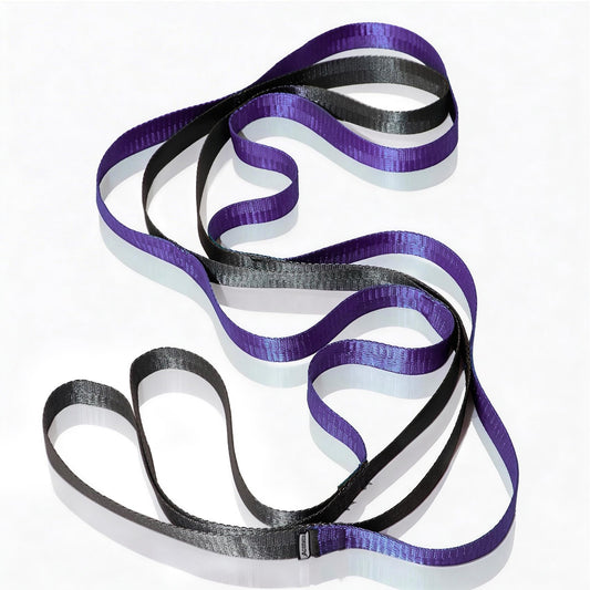 Acozycoo Stretching Strap with 10 Loops – Non-Elastic Yoga Strap for Physical Therapy, Knee Replacement Recovery & Plantar Fasciitis – Leg Stretcher Band for Flexibility & Hamstring Rehab（Purple)