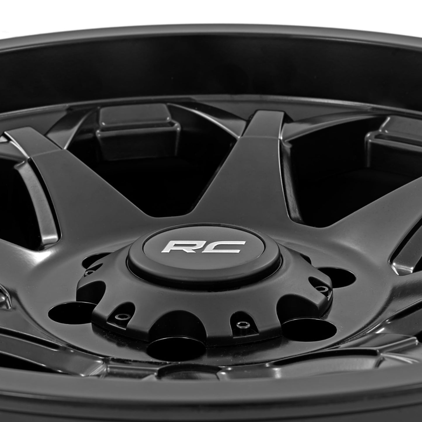 Rough Country 80 Series 20x10 Wheel - 5x5.0" Bolt Pattern, 25mm Offset, One-Piece Aluminum, Semi-Gloss Black Off-Road Rim for Jeeps, Trucks, SUV