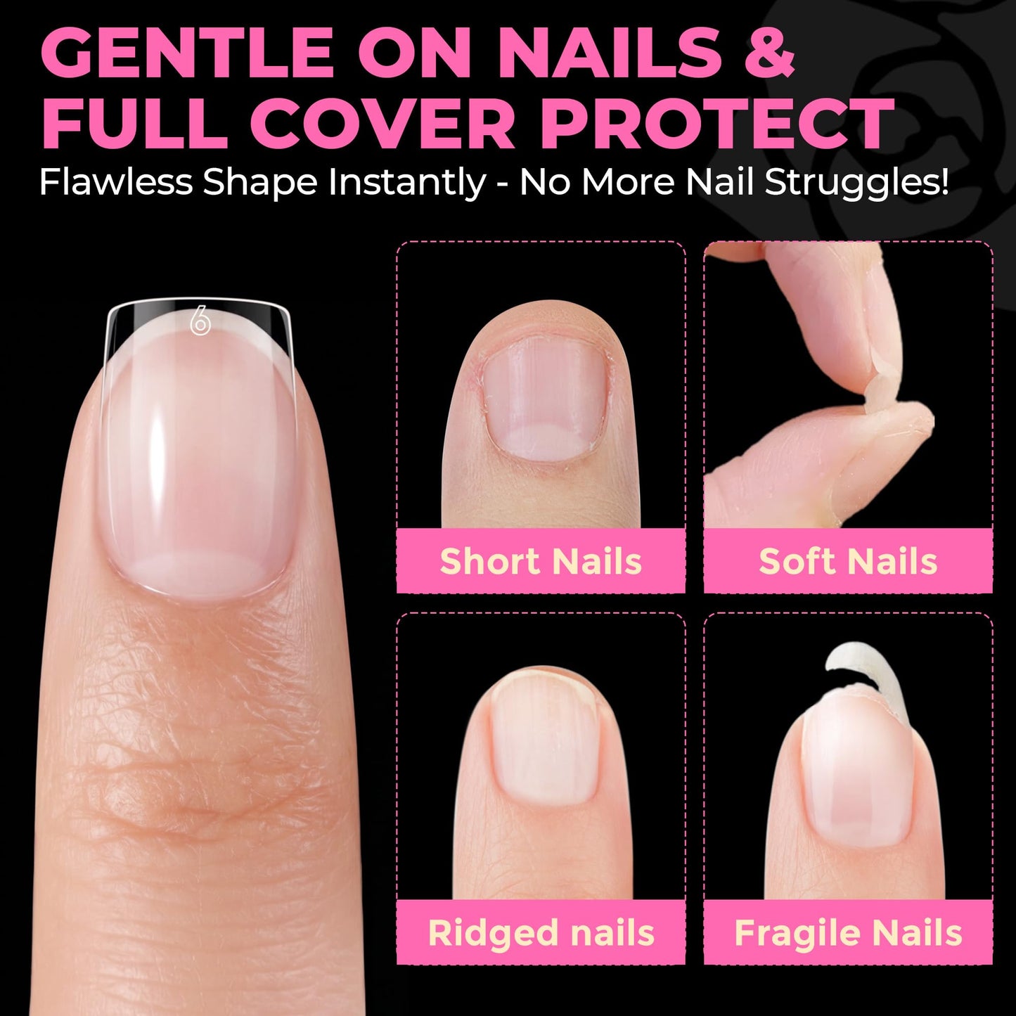 UNA GELLA Extra Short Square Nail Tips 504PCS – XS Sharp Square Pre-Etched Soft Gel Full Cover Acrylic False Nails, Press On Nails for French Style DIY Salon at Home, 12 Sizes