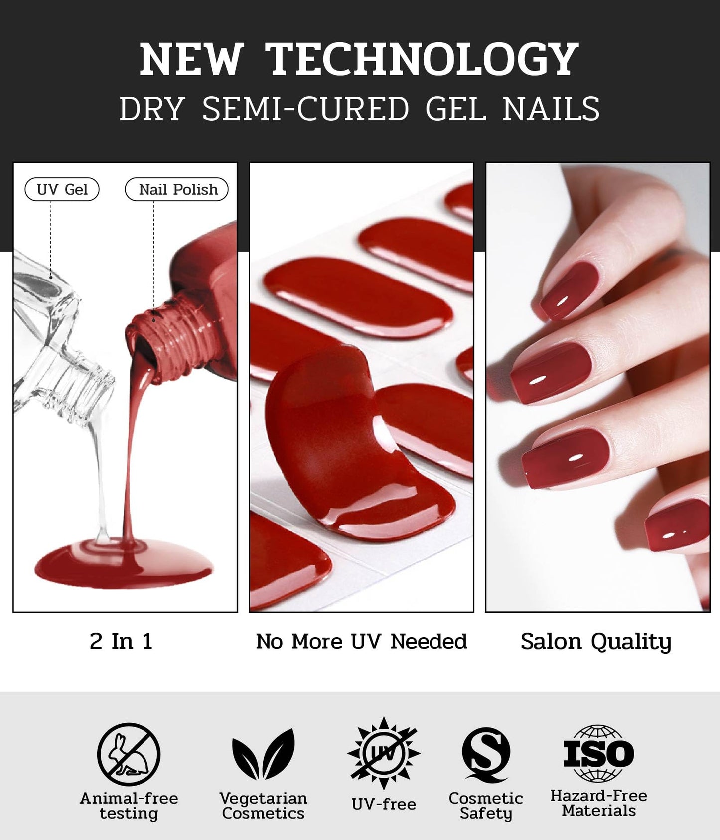 ruyeefam Nail Polish Strips (No UV Lamp Needed) - 22 Pcs Salon Quality Gel Nail Stickers - Long Lasting Wraps (Creamy Silk White)