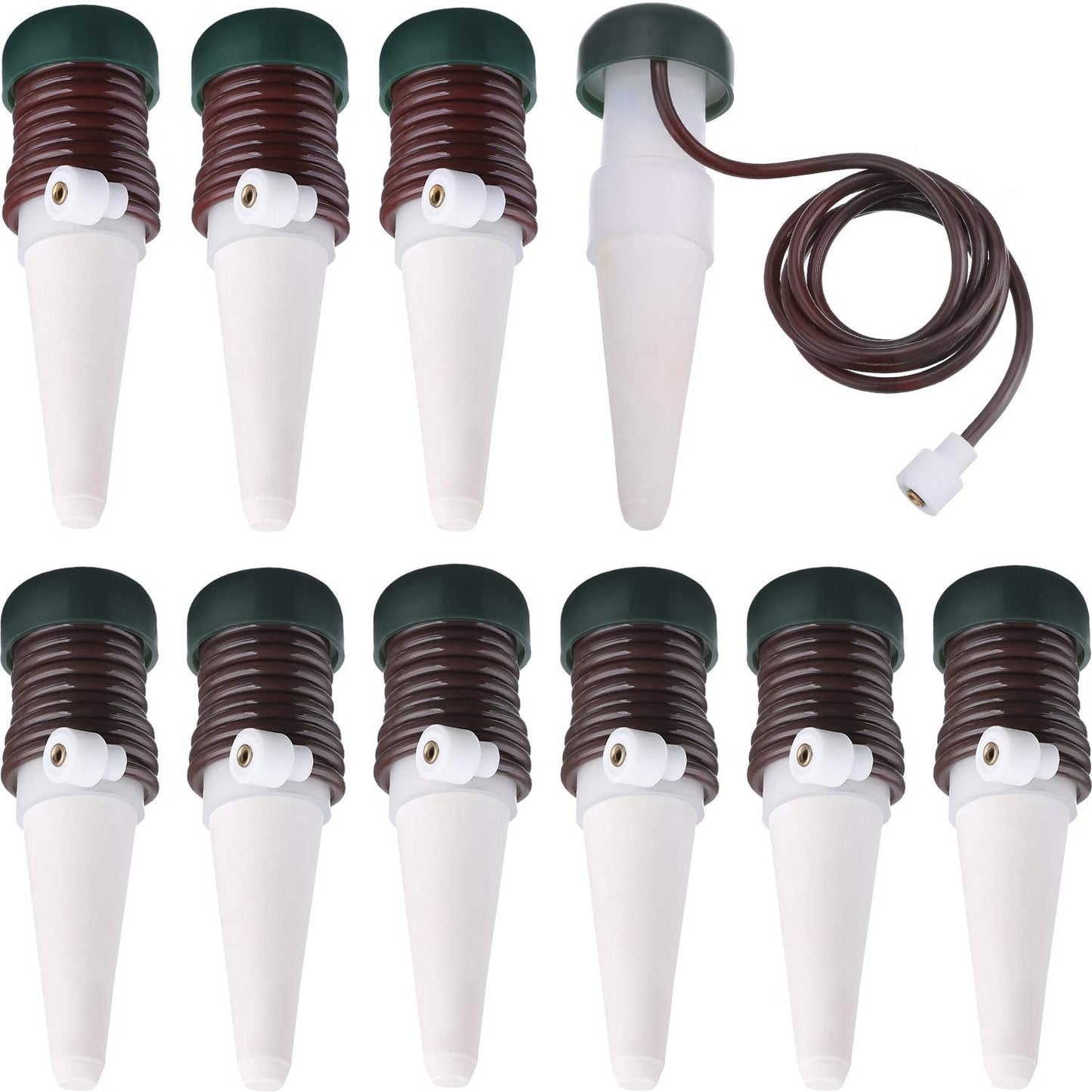 Hestya 10 Pack Plant Watering Stakes Automatic Devices Plant Self Drip Irrigation Slow Release Indoor Outdoor Terracotta Water Spikes for Potted Plants Flower (Black Base)